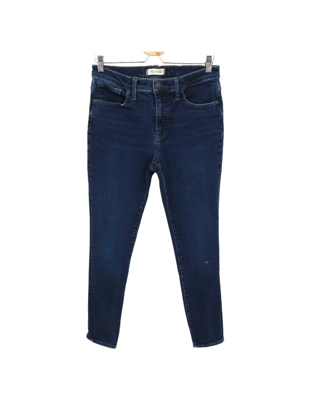 Madewell Women 30 9in Mid Rise Skinny Dark Wash Blue Denim Jeans Cotton Blend